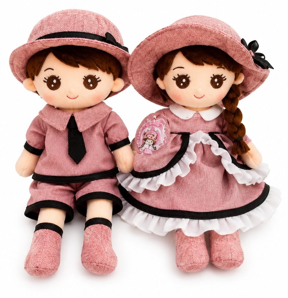 Tweed Hat Plush Doll Pair